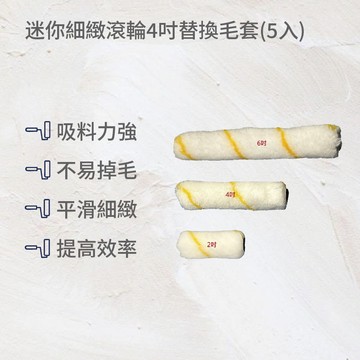 迷你細緻滾輪4吋替換毛套(5入)
