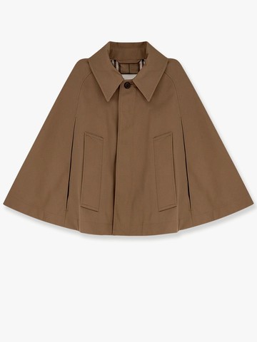 Cotton blend water-repellent twill cape with burberry check lining - BURBERRY - gender_Woman