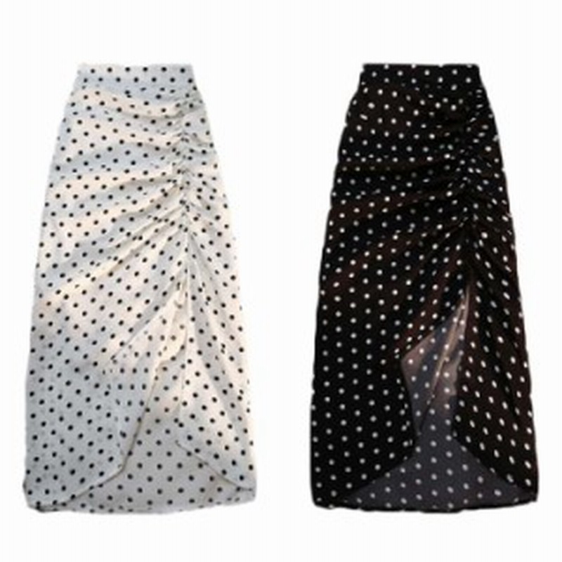 ロングスカート レディース ドット柄 ハイウエスト プリーツスカート シフォンスカート スリット入り Aライン シンプル カジュアル ギャ 通販 Lineポイント最大1 0 Get Lineショッピング