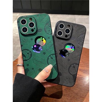 鐳射漸變貓適用iPhone15promax手機殼蘋果16pro卡通14plus高級感iPhone13新款蘋果12max可愛11皮質XS防摔XR套