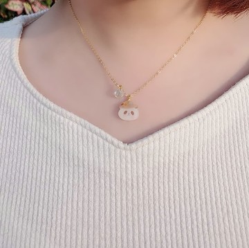 panda rain原創summer向日葵熊貓系列 - 向日葵熊貓君水晶頸鏈