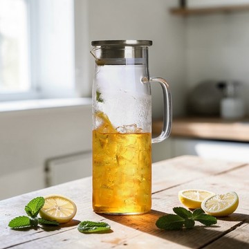 直立式玻璃冷水壺 隔日到貨 附柄冷水壺 耐熱大容量 1200ml/1500ml 泡茶冰水壺