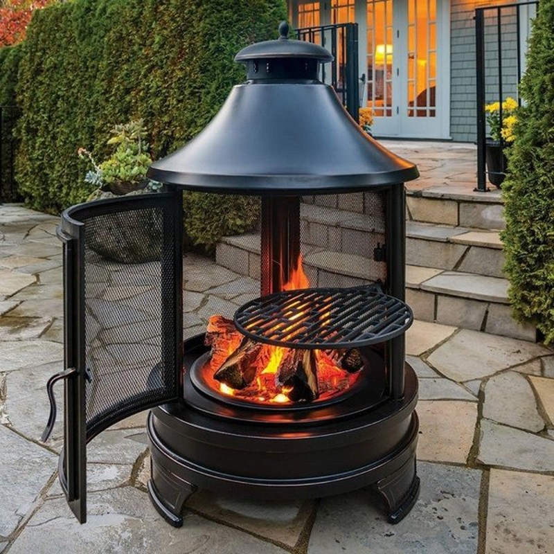 Outdoor Fire Cooking Pit ファイヤー ピット 調理用焼き網付き 屋外使用専用暖炉 q バーベキュー コンロ 焚き火台 アウトドア 焼肉 グリル 通販 Lineポイント最大0 5 Get Lineショッピング