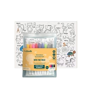 【海夫健康生活館】泓天國際 澳洲 HeyDoodle 創意隨行矽膠畫墊 野⽣動物 ABC