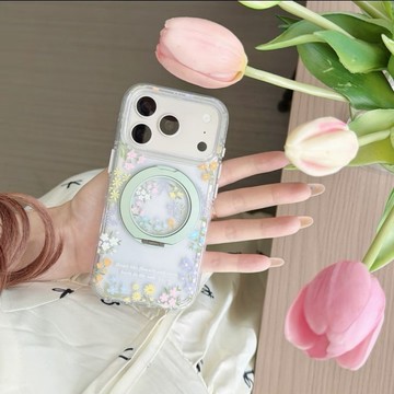 ins360支點殼磁吸春日碎花適用iPhone17promax蘋果16手機殼15新款