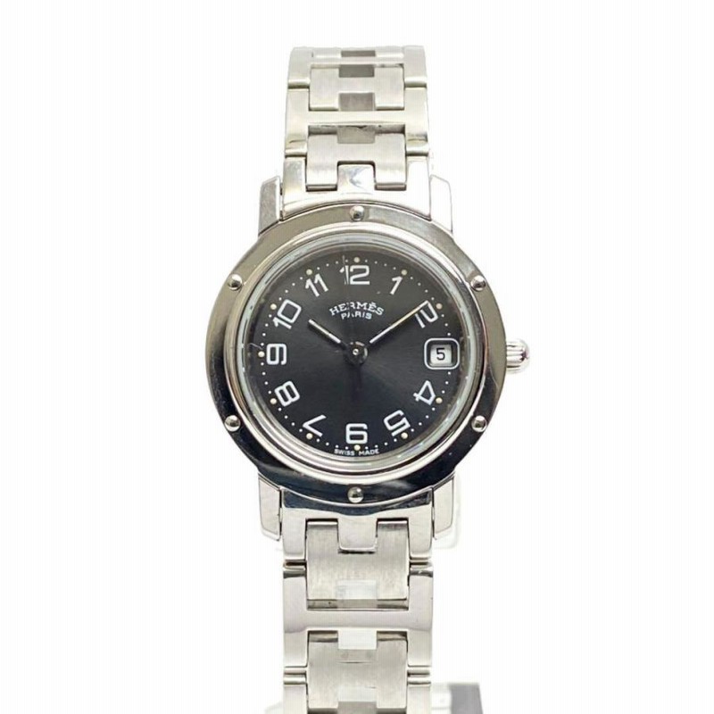 美品 HERMES エルメス クリッパー レディース腕時計 QZ シルバー  