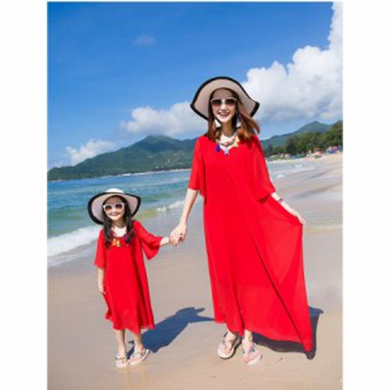 ワンピース マキシワンピース 親子おそろい シフォン ロングワンピース 旅行 海デート リゾート マキシ丈 優雅 ハイウエスト 無地 Ca03 通販 Lineポイント最大1 0 Get Lineショッピング