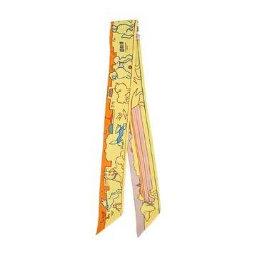 Hermes 愛馬仕 Les Chiens Parisiens Twilly絲巾(黃/橘/綠)