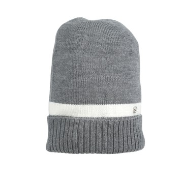 GUCCI 銀色GG Logo 白色條紋羊毛毛帽 M (灰色) 494598 4G206 1278