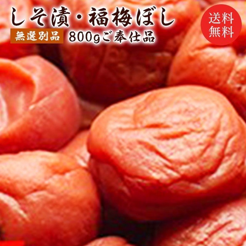 梅干し 送料無料 訳あり お取り寄せ 無添加 しそ漬 福梅ぼし 無選別品800g バニリンたっぷり梅干しご奉仕品 お取り寄せ グルメ 通販  LINEポイント最大0.5%GET | LINEショッピング