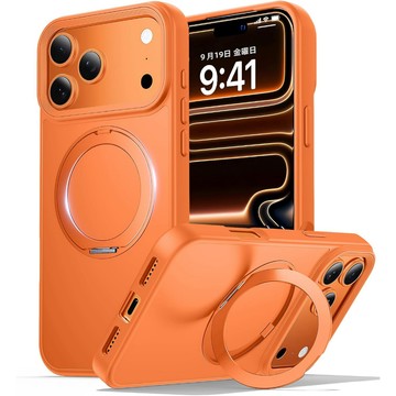 一體成型旋轉支架 磁吸無線充 帶拍照按鍵手機殼 適用蘋果 iPhone17 16 15 14 13 Promax 防摔殼