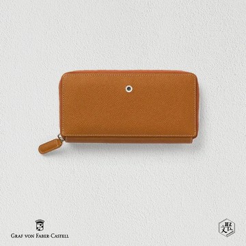 【Graf von Faber-Castell】女用 頂級真皮 鍊型長夾-白蘭地(原廠正貨)