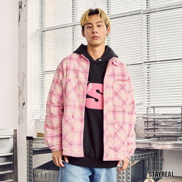 STAYREAL S Basic多口袋鋪棉外套 - 粉紅