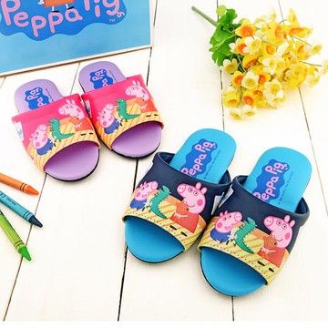 佩佩豬童室內皮拖-桃、藍-多尺寸任選