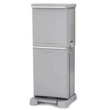【出清品】51_Relibin 直立式雙層分類回收箱 48L, 灰色, 1個