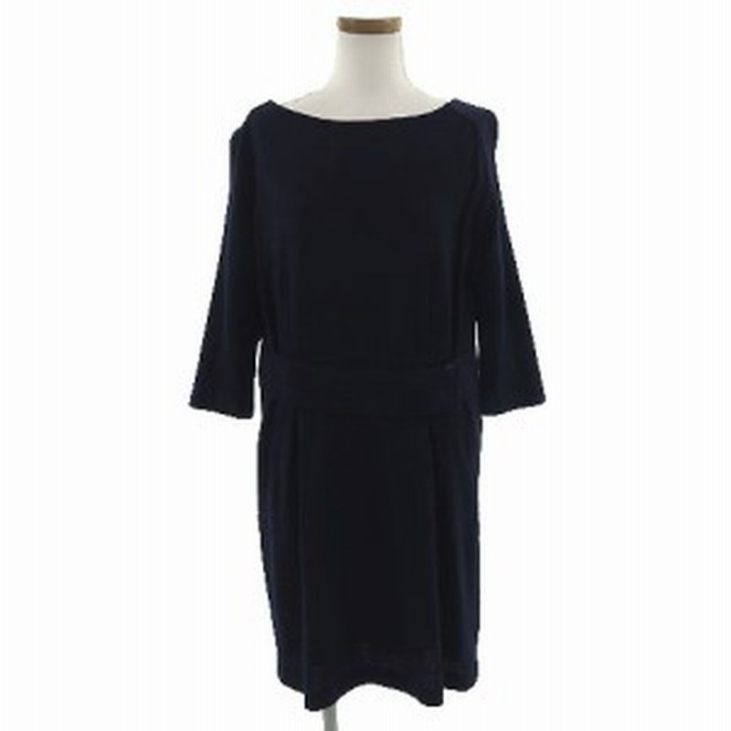 中古 プラステ Plst ワンピース ひざ丈 七分袖 ウール ネイビー 紺 2 レディース 通販 Lineポイント最大1 0 Get Lineショッピング