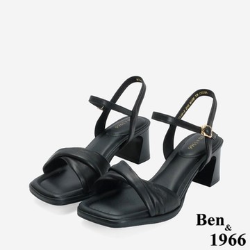 Ben&1966高級羊皮氣質扭結高跟涼鞋-黑(246671)