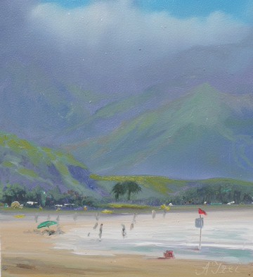 夏威夷繪畫海景原創油畫 12x12 吋訂製海灘