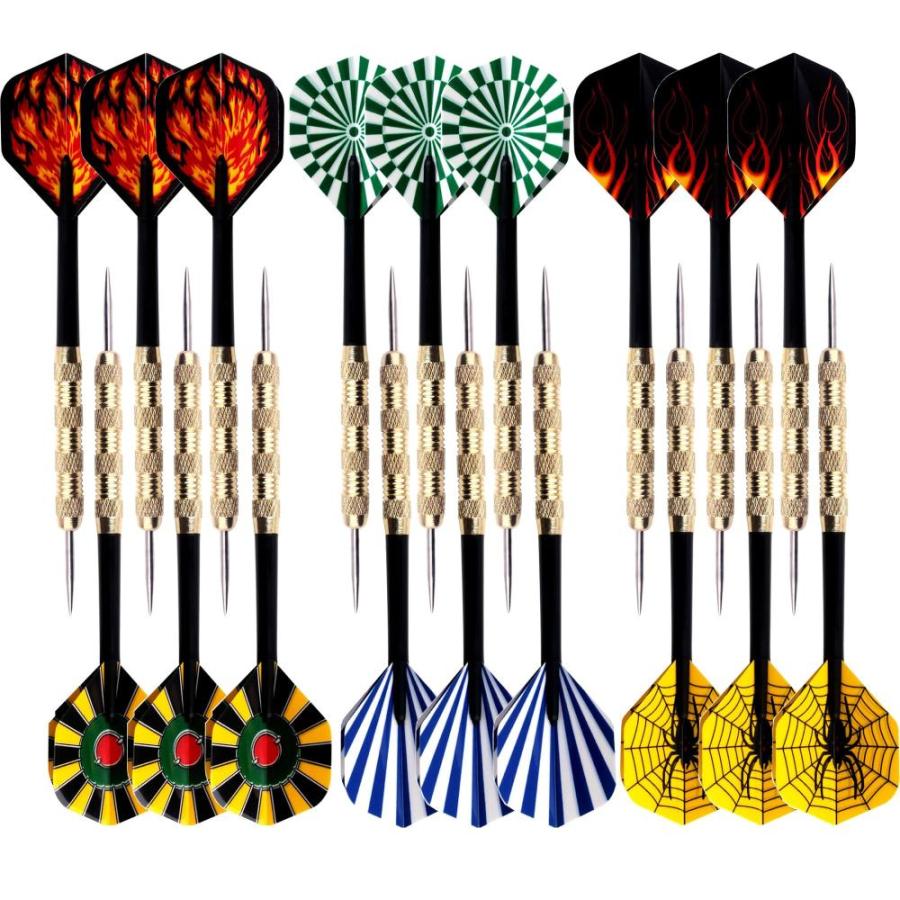 GOOSO Professional Steel Tip Darts Set | 24g/22g/20g/18g Brass Barrel with  12pcs Dart Flights + Dart Sharpener + Magnetic Case + Darts Tool (6 Pack)