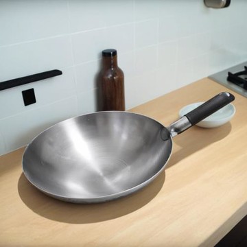 輕便手工烤藍鐵鍋家用廚師炒鍋無涂層不粘鍋飯店大馬勺燃氣灶專用