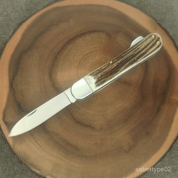 典藏德國鹿角柄耐用厚實鋒利家居戶外露營折疊水果刀餐刀
