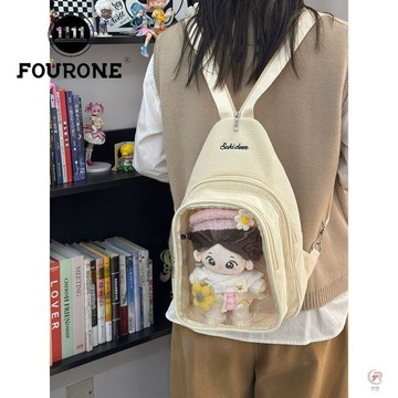 👜 化妝收納包 👜FOUR ONE棉花娃娃外出包遛娃包透明包可爱少女二次元透明双肩痛包