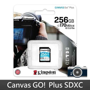 【贈SD收納盒】金士頓 256GB 記憶卡 256G Canvas GO Plus SDXC UHS-I U3 V30 X1【高速相機用大卡】