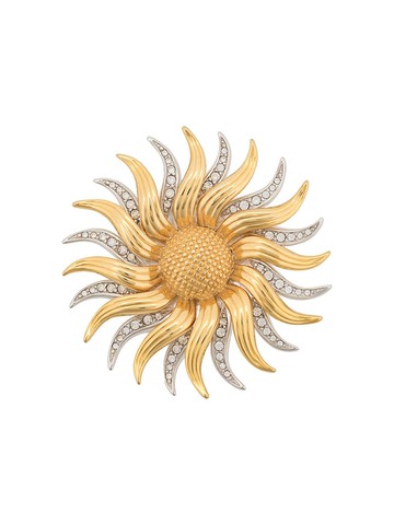 Susan Caplan Vintage - 1980s Kenneth Jay Lane sun brooch - women - Metal - One Size - Gold