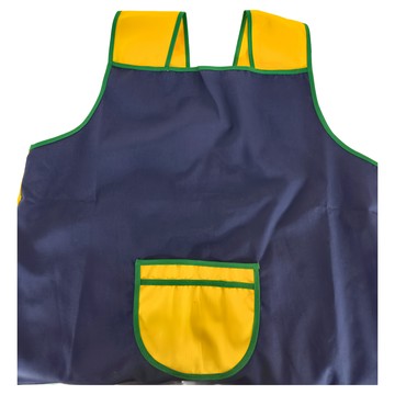 雙線口袋型拼色質感輕便圍兜  深藍色 + 黃色  1個  1件