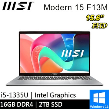 微星 Modern 15 F13MG-239TW-SP3 15.6吋 銀(i5-1335U/16G/2TB SSD/W11)特仕版