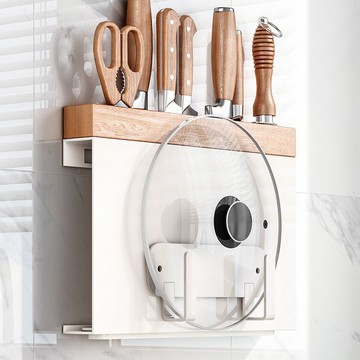 刀架置物架壁掛式廚房高顏值磁吸菜刀架筷籠刀具一體收納架刀座 h8051