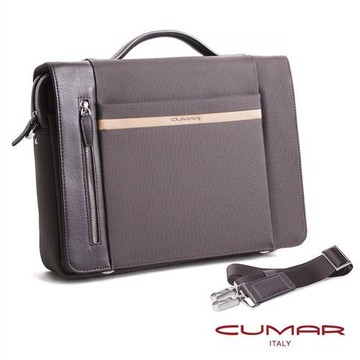 【CUMAR 義大利】拼接設計-手提/側背兩用公事包-附肩背帶