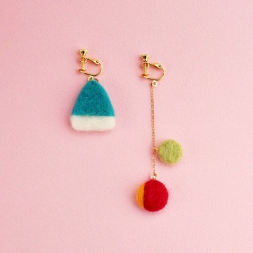 夏日風情羊毛氈耳環/耳夾