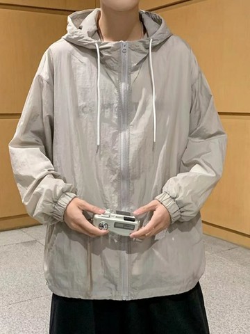 防曬衣男士夏季薄款潮牌寬松連帽夾克外套潮流百搭休閑透氣皮膚衣