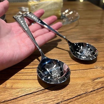 🔥臺灣夯貨-大米優品🏆加厚款不鏽鋼勺子家用韓式簡約可愛吃飯成人新款湯匙創意長柄圓勺