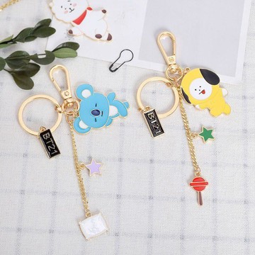 ✨臺灣出貨✨BTS鑰匙扣女可愛防彈少年團周邊卡通精美網紅小飾品車鑰匙掛件