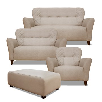 ASSARI-安井1+2+3人座貓抓皮獨立筒沙發(含70x90cm長腳椅)宿草