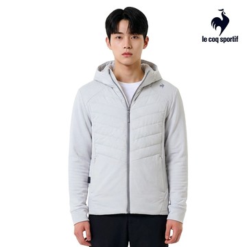 【LE COQ SPORTIF 法國公雞】男款淺灰色鋪棉外套LKW63298