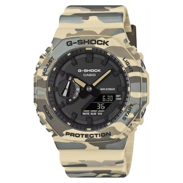 CASIO 卡西歐 G-SHOCK 強悍迷彩八角雙顯系列 運動戶外手錶 GA-2100CM-5ADR  黑色 + 迷彩白  48.5 x 45.4 x 11.8mm  1個