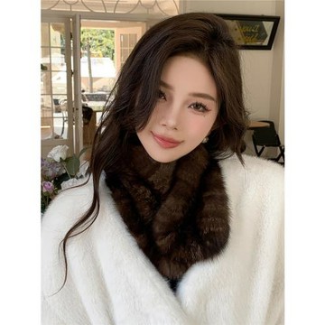 秋冬季百搭紫貂毛編織加厚圍脖