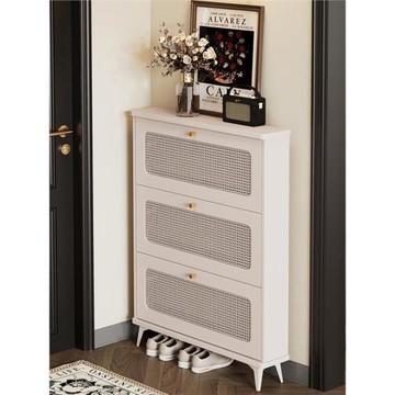 超薄鞋 櫃家用門口2024新款爆款藤 編玄關 櫃一 體 靠墻入戶翻 鬥窄 鞋 架墊