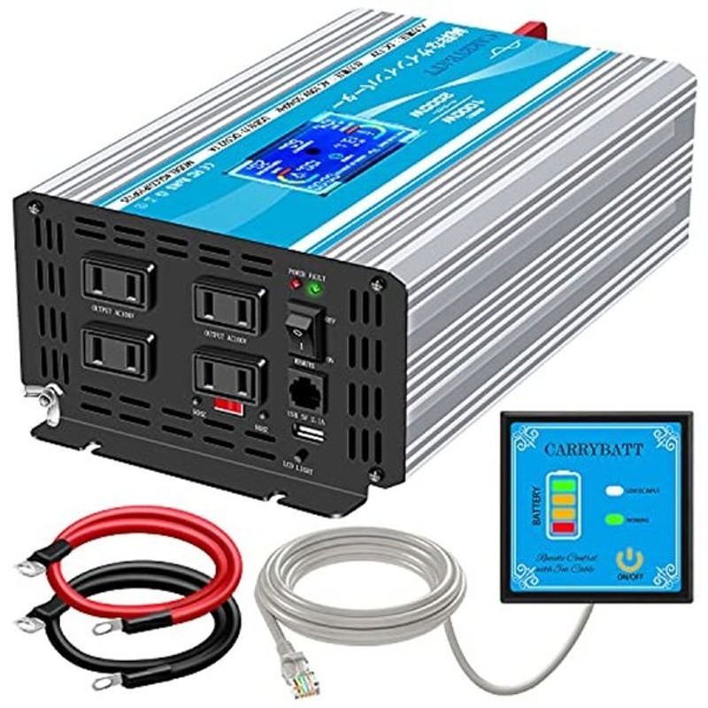 お得クーポン発行中 CARRYBATT 1000W 2000W 純正弦波カーインバーター DC12VをAC100Vに交換し LCD表示画面  リモコン付き AC dobrenocki.pl