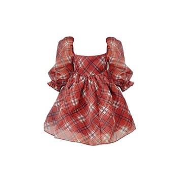 200斤外貿特大碼女裝速賣通亞馬遜歐美風復古娃娃方領格子連衣裙