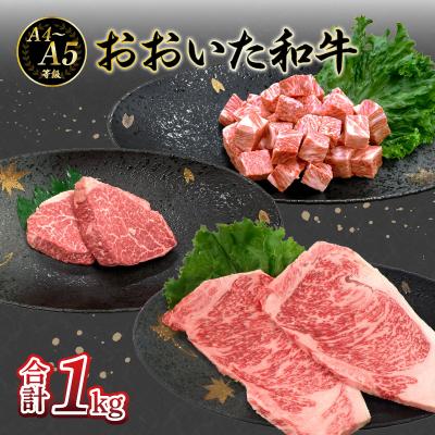 ふるさと納税 大分市 厳選A4〜A5等級 おおいた和牛3種ステーキセット 合計1kg_A01126