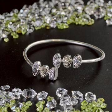 天鐵 黃鐵礦 ｜圖桑帶回 925純銀C型手環 天然晶石手環 S25AB19-126