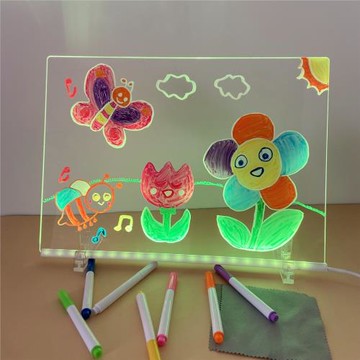 跨境可擦diy兒童畫板發光益智玩具寫字涂鴉板萬圣節擺件七彩燈光