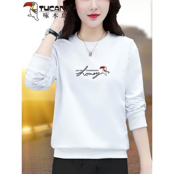 啄木鳥品牌初秋白色女士衛衣春秋2025年秋季新款秋款上衣寬松薄款