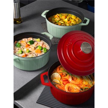 博朗菲琺瑯鍋復古鑄鐵燉鍋搪瓷煲湯鍋燜燒鍋加厚燃氣電磁爐通用22