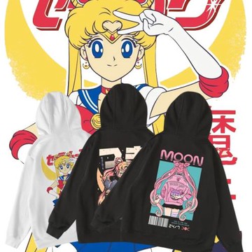 動漫月野兔美少女戰士卡通二次元周邊連帽加絨寬松套頭秋冬男衛衣