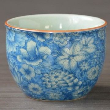 蒼嵐青花汝窯茶杯家用開片功夫主人杯高檔個人專用品茗杯缸杯茶具